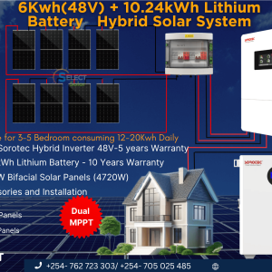 6Kwh(48V) + 10.24kWh Lithium Battery Hybrid Solar System